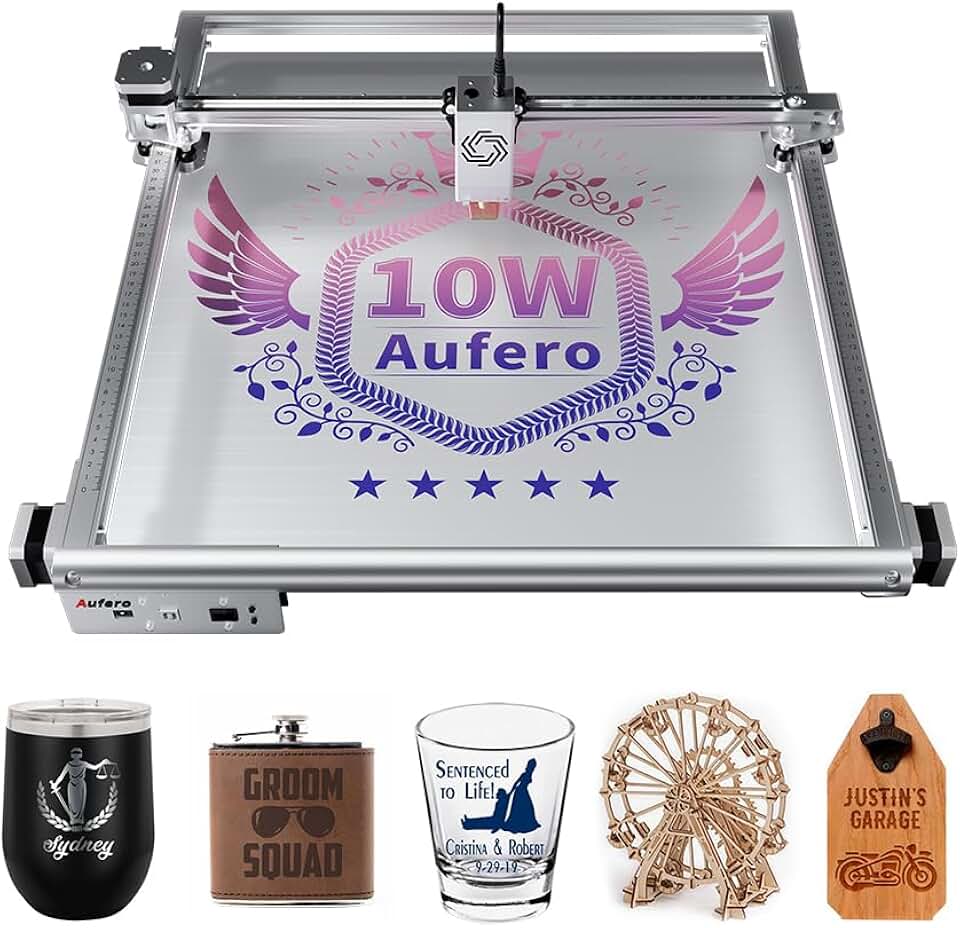 Aufero Laser Engraver Machine 10W Output for DIY Laser Cutter Engraving Machine Engarved Laser for Wood Metal Aluminum Glass Leather 10000mW