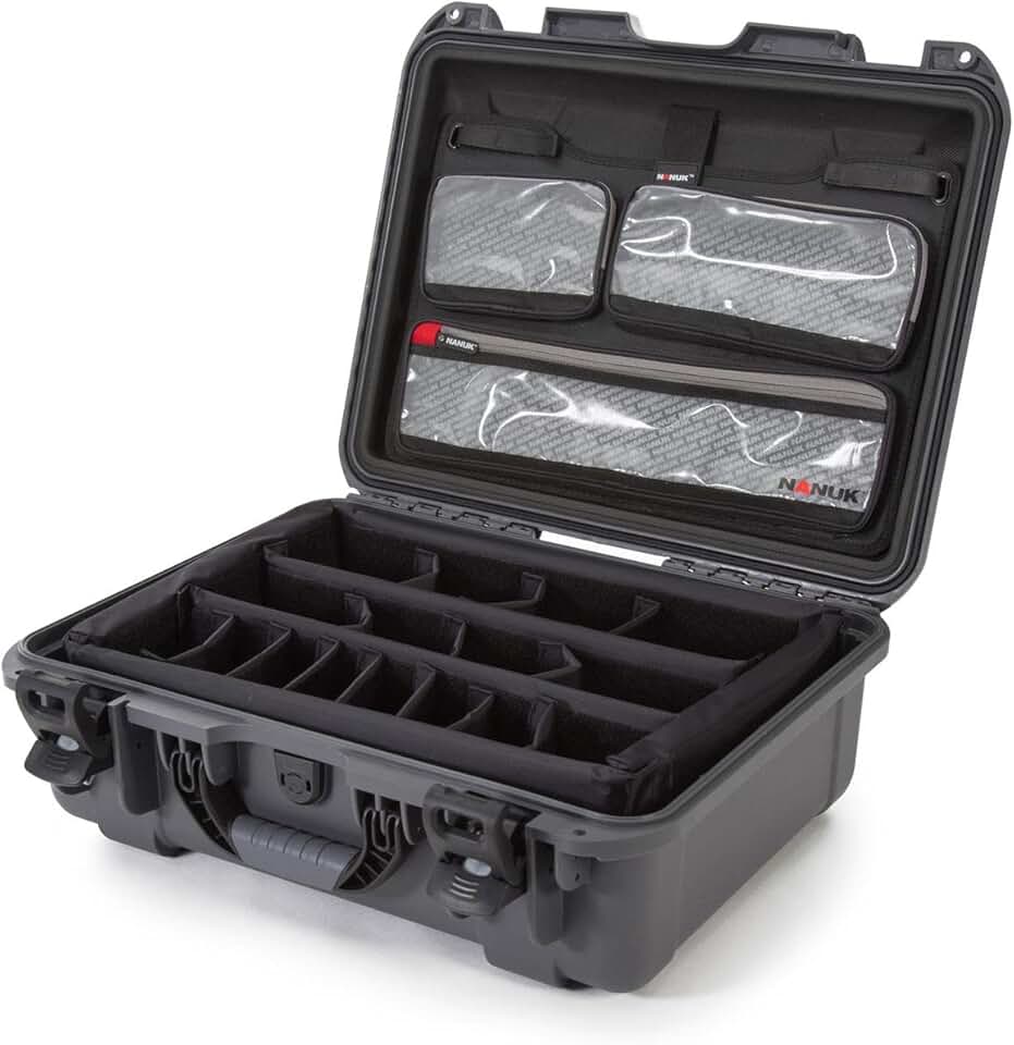 Nanuk Large Series 930 Lightweight NK-7 Resin Waterproof Hard Case with Lid Organizer and Padded Dividers, Graphite