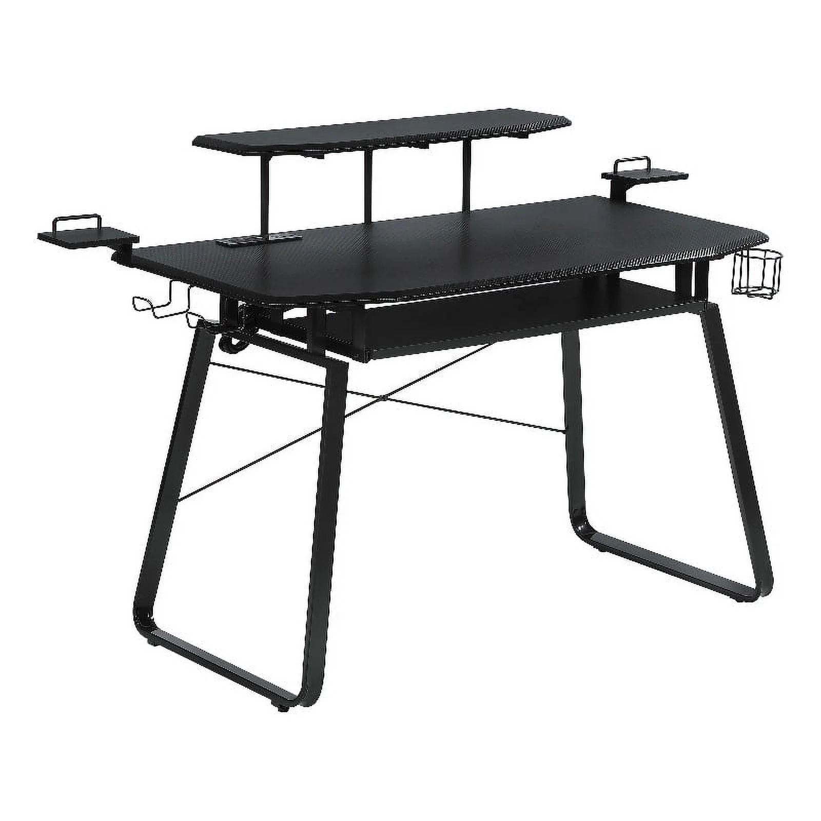 Pemberly Row Contemporary Metal Gaming Desk with USB Ports in Gunmetal