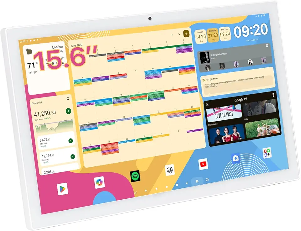 New Digital Calendar,15.6inch Smart Touchscreen Interactive Display,Wall Mount Included & Desk Stand,Smart Digital Signage,Blackboard,Digital Photo Frame,All-in-One Smart Assistant