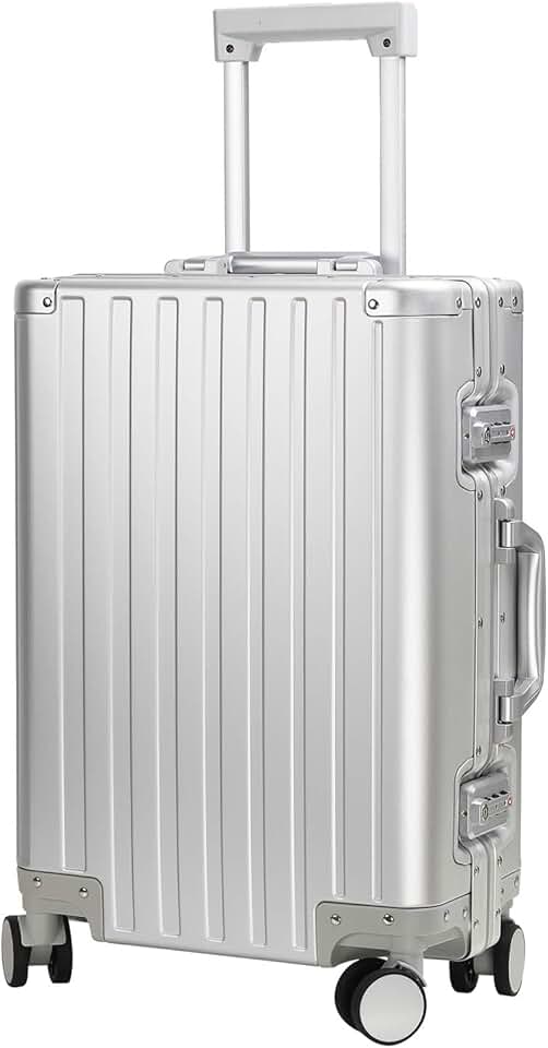 Aluninum Luggage Cabin Hardside Suitcase (Silver, 20 inch Carry-on)