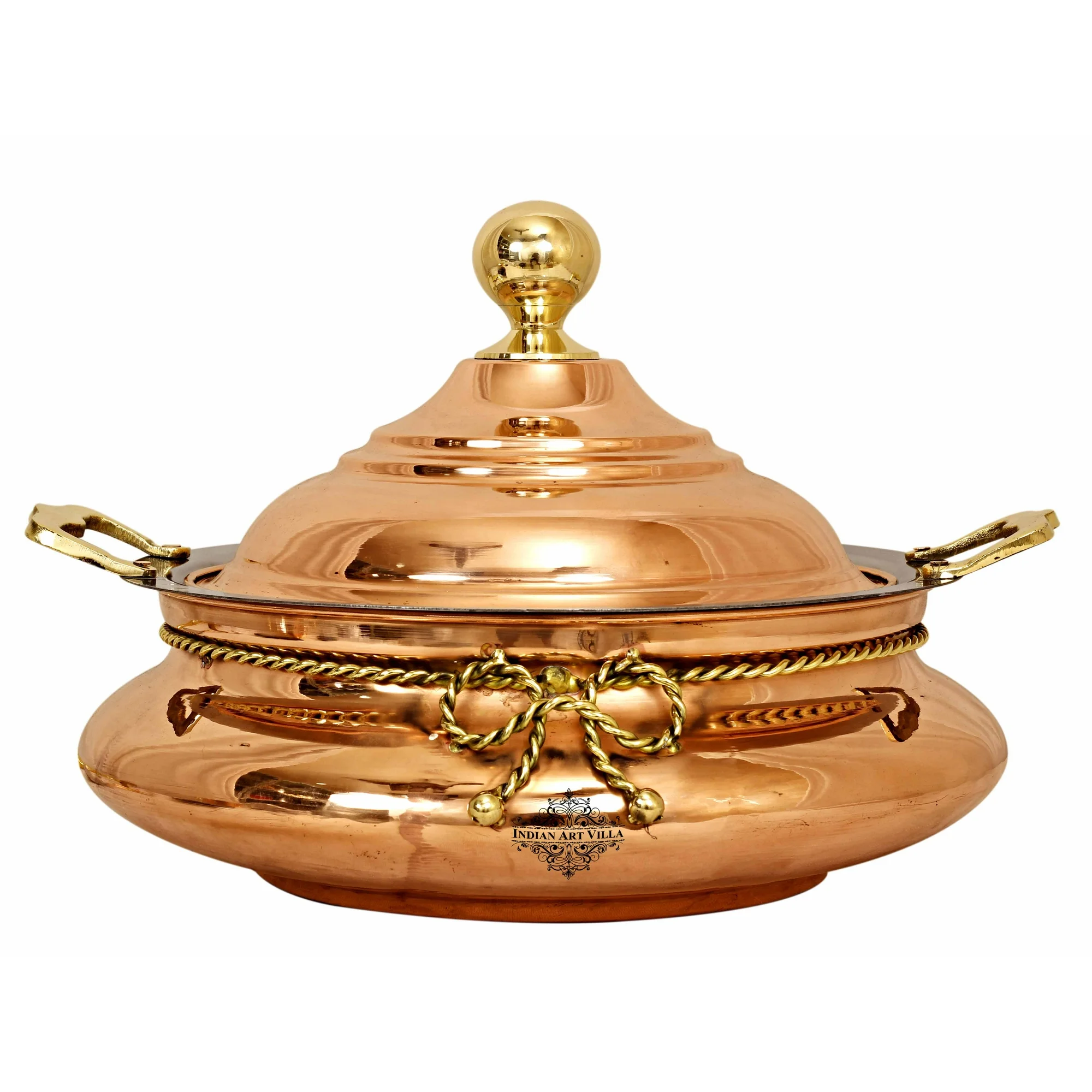 Indian Art Villa Steel Copper Chafing Dish - 203 oz, Elegant Buffet Server