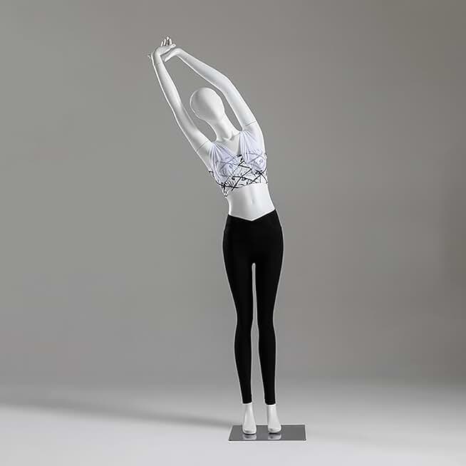 Yoga Pose Mannequin Torso for Window Market Shop, Sport Dress Form Stand Metal Base Detachable, Full Body Hanger Dummy for Display Clothing (Color : Style 4)
