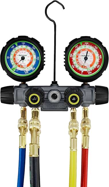 hilmor 1839130 22-404A-410A 4-Valve Manifold with Hoses