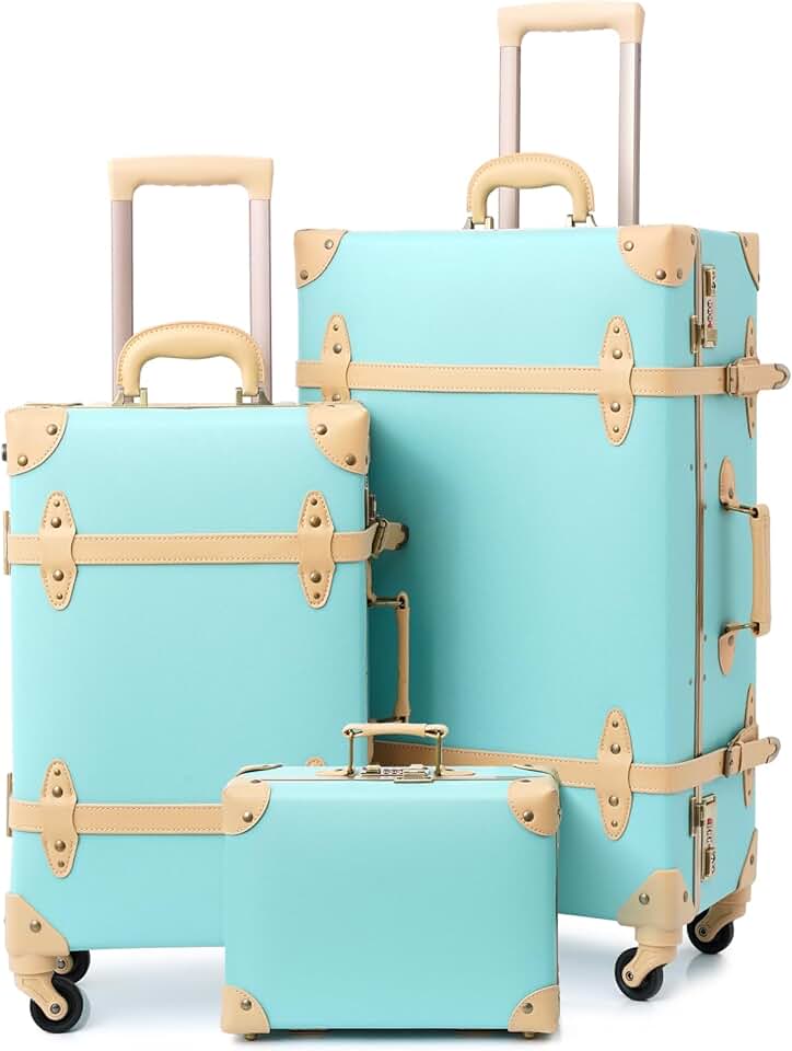 urecity Vintage Luggage Sets of 3 Piece - Hardside Lightweight Spinner Suitcases - Retro Travel Set includes Under Seat Train Case, 26