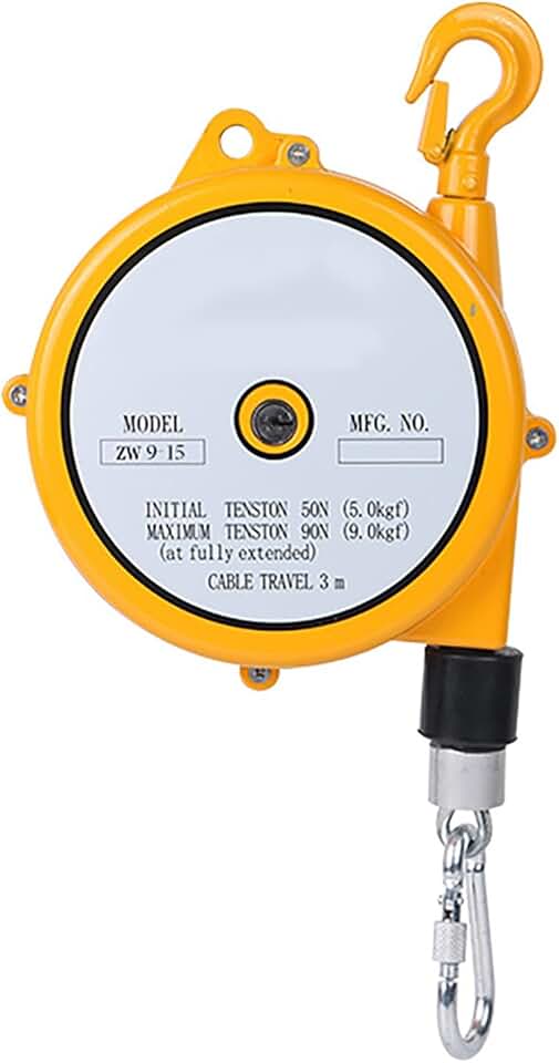 Spring Balancer, Balance with Rope and Hook, Security Retractable Spring Balancer 3.0m Wire Rope Hanging,for Assembly Line Iron Stainless Steel (Size : 9-15kg)