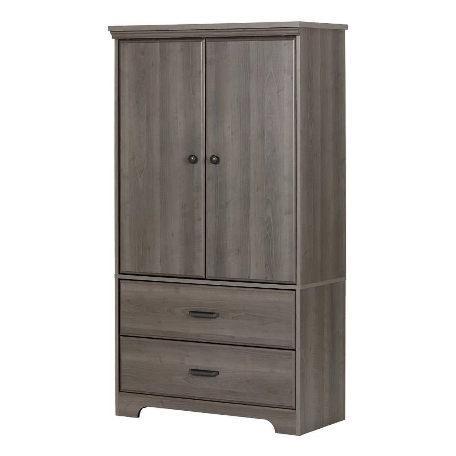 Pemberly Row Contemporary 2 Drawer Armoire in Gray Maple