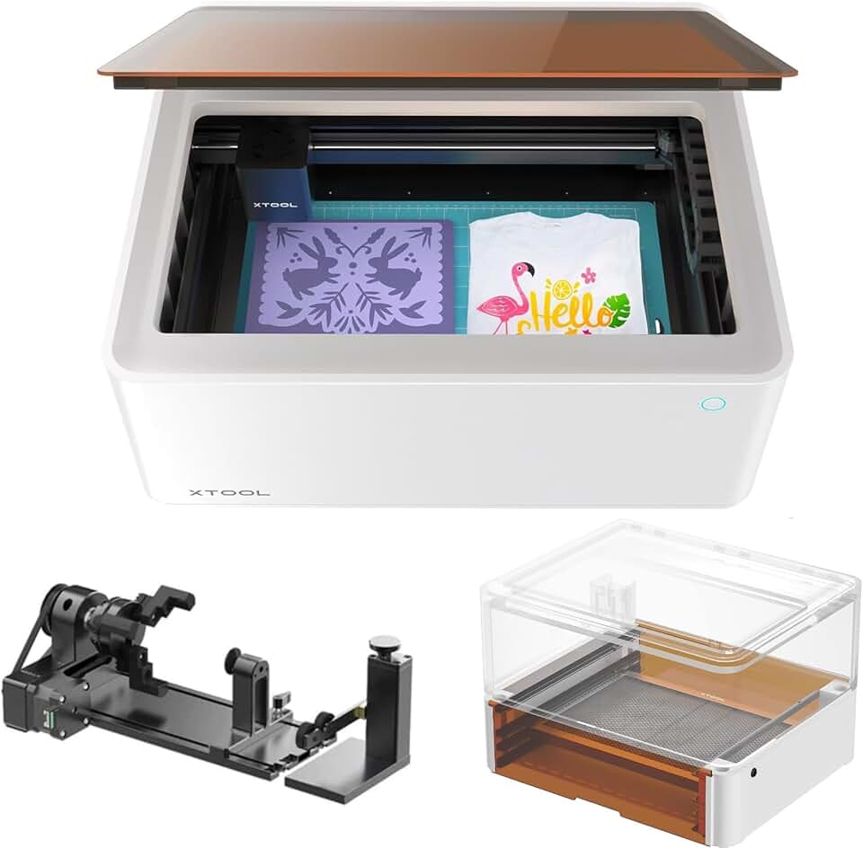 xTool M1 Class 4 10000mW Laser Engrave with RA2 Pro & Riser Base Bundle, Compact 2-in-1 Laser Engraver & Cutting Machine for All Crafts, Higher Accuracy & Smarter 16MP Auto-Focus