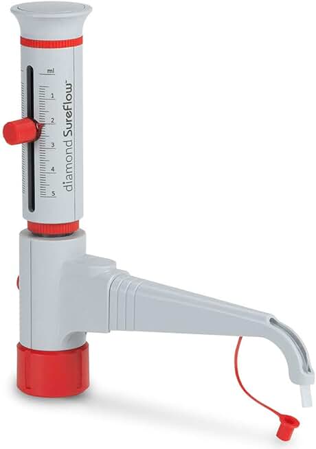 Globe Scientific GBTD-05 Bottle Top Dispenser Standard Diamond SureFlow, 0.5mL to 5.0mL, 0.1mL Increment, Each