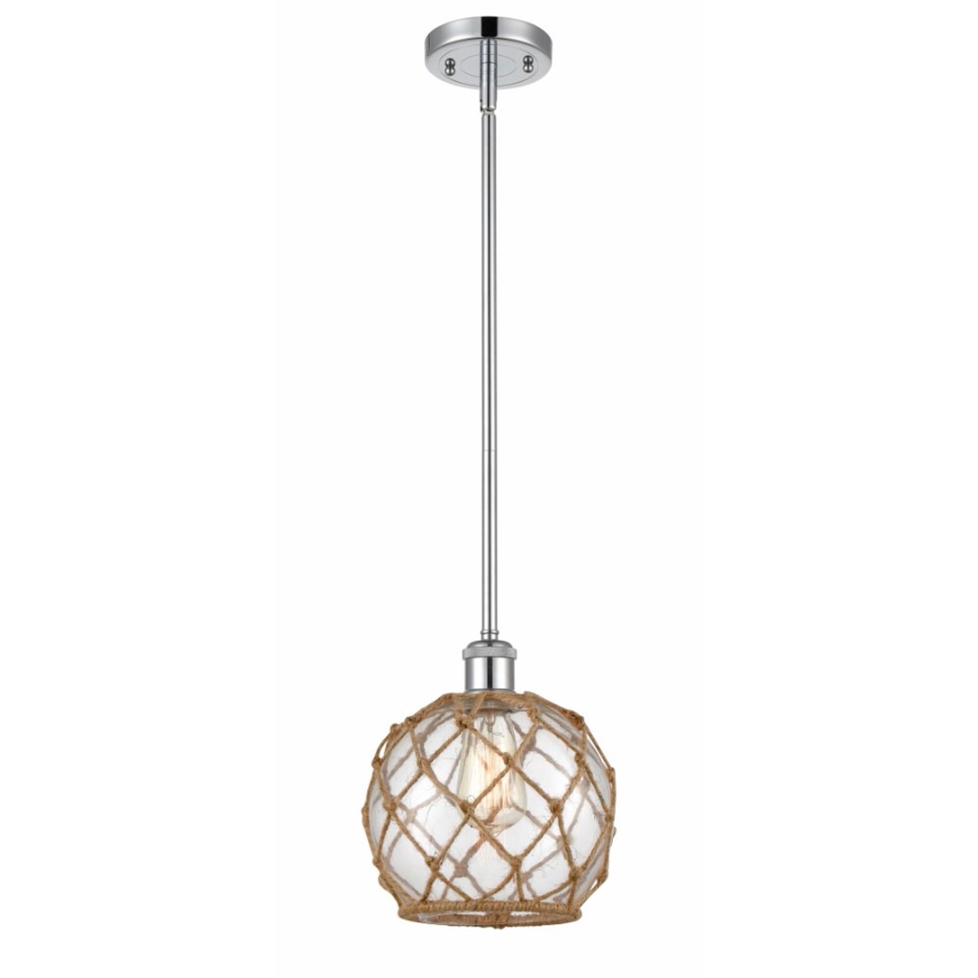 Innovations 516-1S-PC-G122-8RB-LED Farmhouse Rope 1 Light Pendant part of the Ballston Collection, Polished Chrome