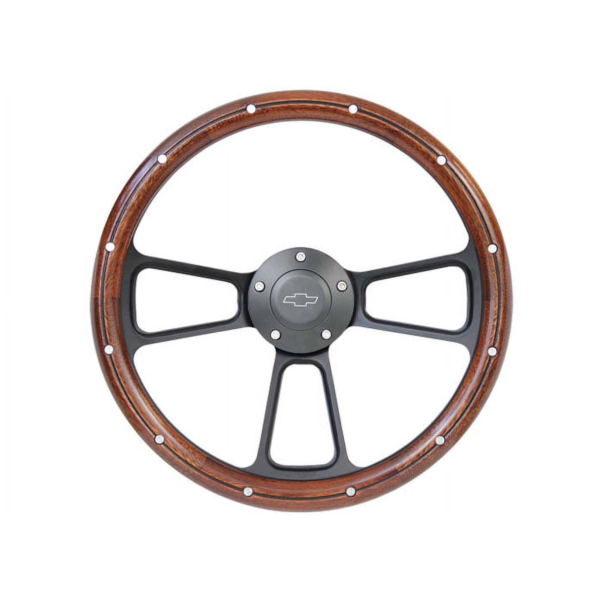 Brothers Trucks STRF8BW174-91 Custom Steering Wheels - Black/Wood - Bowtie