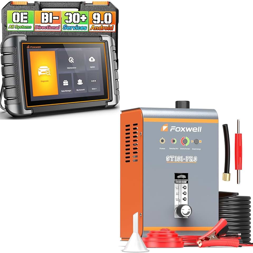 FOXWELL ST101 Pro 0.5 PSI EVAP Smoke Machine Automotive with Air Compressor NT809 Bidirectional Scan Tool