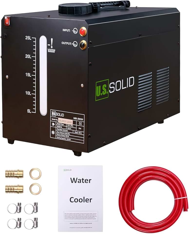 U.S. Solid Water Cooler 25L - Tig Welder Torch Water Cooling Machine - Wind Tunnel Heat Dissipation System TIG MIG Welder with Transparent Window - Improved Cooling Effect - Non-Leak Design
