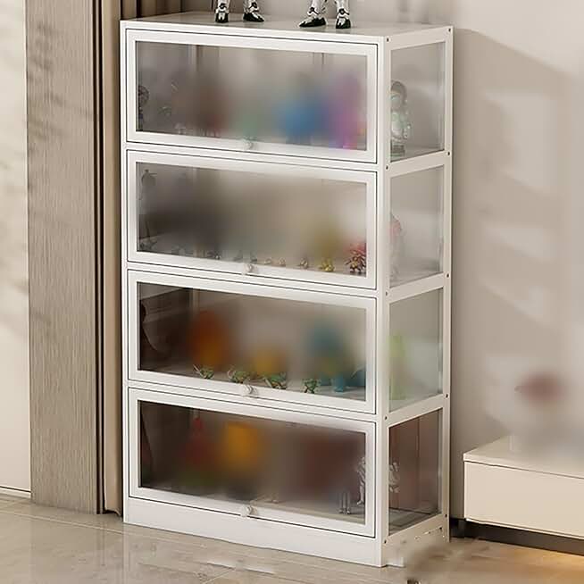 Display Cabinet Bookcase with Glass Doors Sealed Dustproof, Floor Standing Clear Showcase, Modern Minimalist Flip Door Display Case for Living Room, Bedroom, Office (Size : 4layer 80cm/32in)