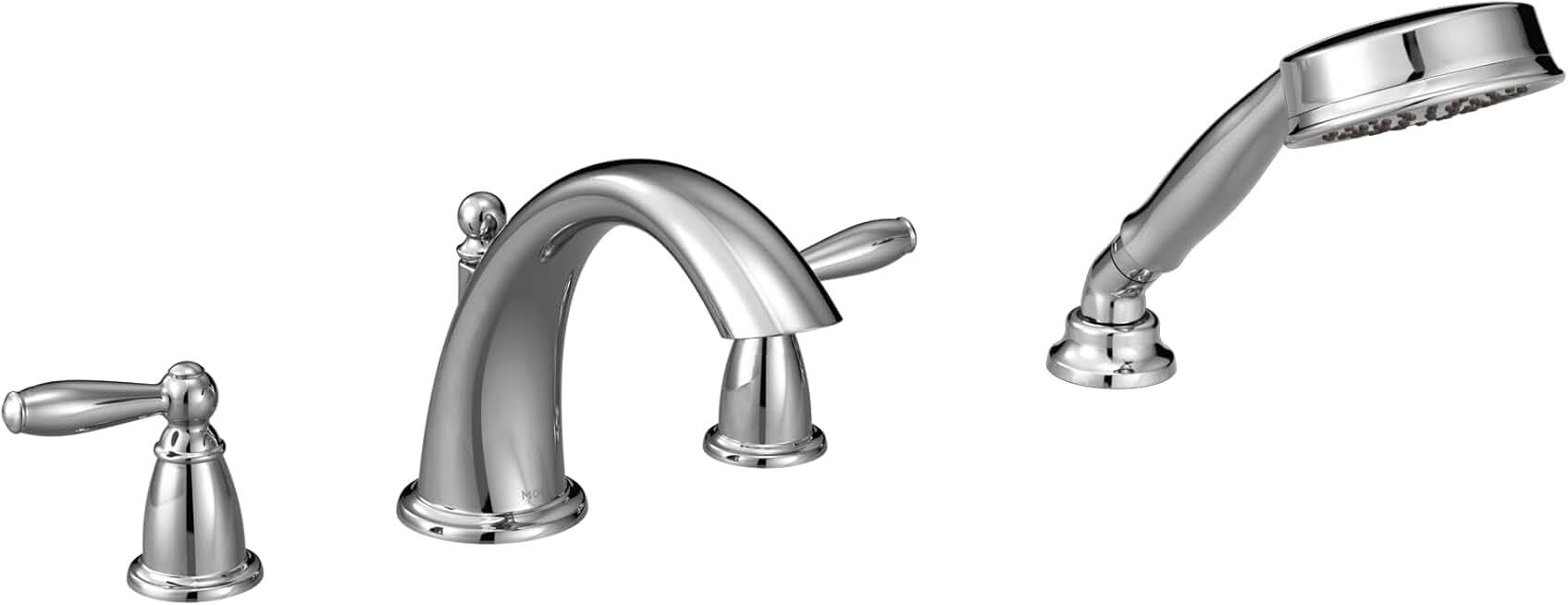 T924 Brantford 2-Handle Deck Mount Roman Tub Faucet Trim Kit, Valve Required, Including Single Function Handshower, Chrome