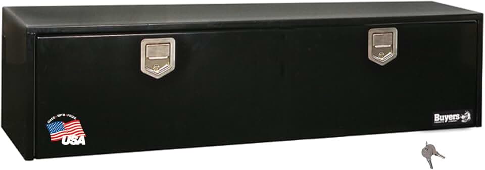 Buyers Products 1702110 Black Steel Underbody Truck Box with Paddle Latch, 18 x 18 x 48 Inch