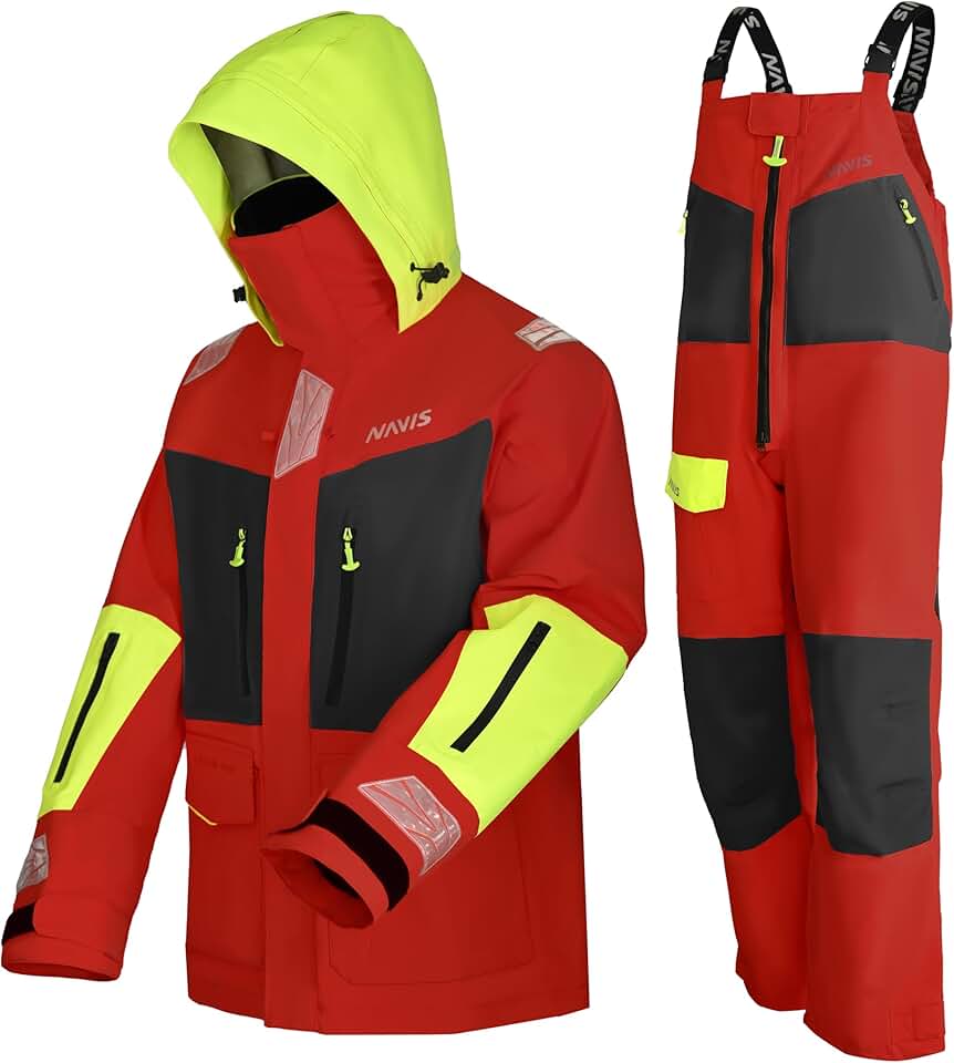 Men's Sailing Jacket & Bib Pants - Ocean PRO 3-Layer Shell, Waterproof, Breathable, Durable Combo Set