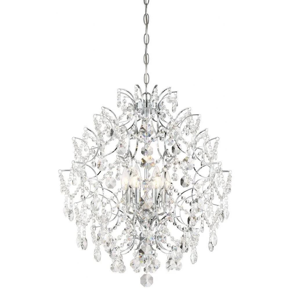 Isabella's Crown Chandelier 6 Light Chrome Crystal in Traditional Style 24.25 inches Tall By 22 inches Wide Bailey Street Home 57-Bel-3098368
