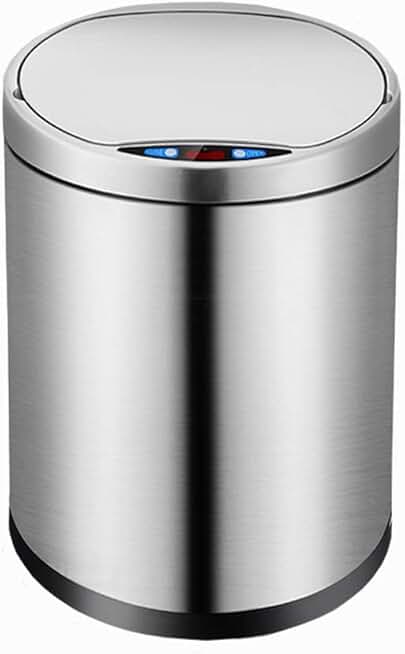 Intelligent Trash Bin Home Living Room Bedroom Kitchen Bathroom Automatic Induction Trash Can Stainless Steel Trash Can(A,9L)