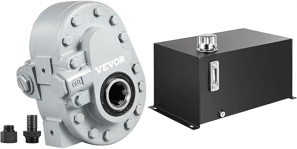 Bestauto Hydraulic Pump 21.2GPM Hydraulic Motor 540RPM Log Splitter 2250PSI & VEVOR Hydraulic Fluid Tank 10 Gal Fuel Tank Heavy Duty Hydraulic Steel Tank Reservoir, Gasoline Transfer