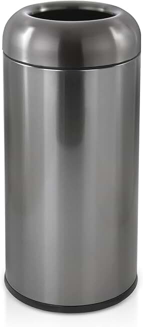 WICHEMI Outdoor Trash Can Large Garbage Can with Lid, Industrial Trash Can Commercial Stainless Steel Trash Can Open Top Trash Bin Waste Container Inside Cabinet Kitchen Garbage Can - 16 Gallons