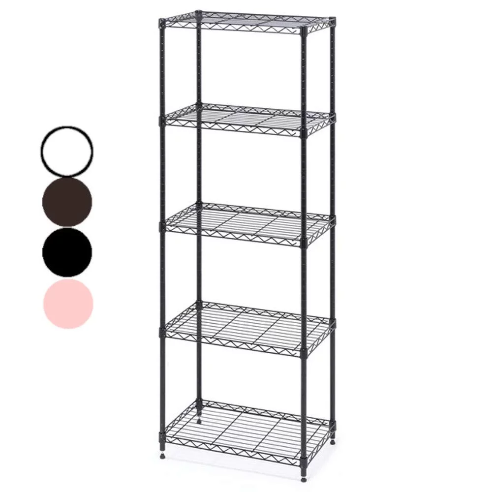 Iris Ohyama Color Metal Rack Body 55cm Width 5 Tiers Black Black Pole Diameter 19mm Load Capacity 100kg Width 55 x Depth 35 x Height 160cm CMM-55165// Steel/ Shelf