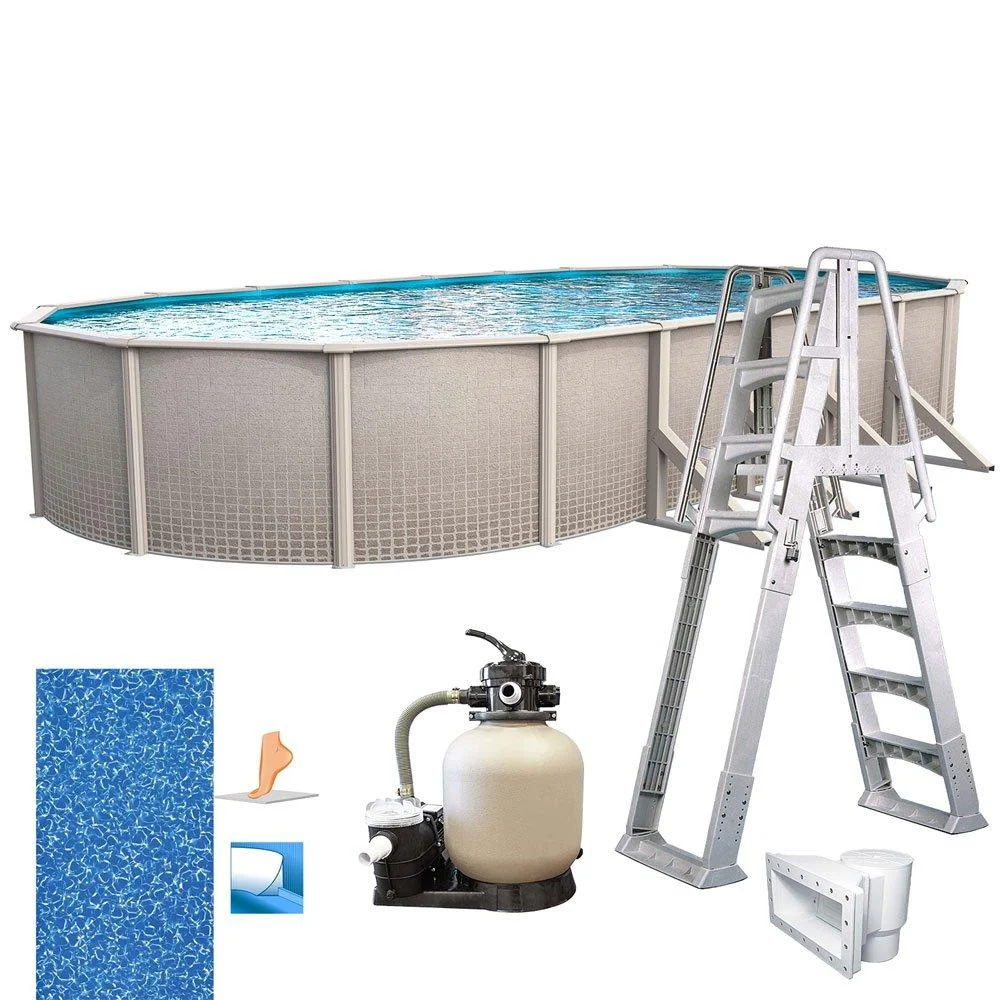 In The Swim 12' x 18' Oval Above Ground Swimming Pool - Freestyle Package - Featuring: Sand Filter, Pump System and A-Frame Ladder PFRS121852LESB