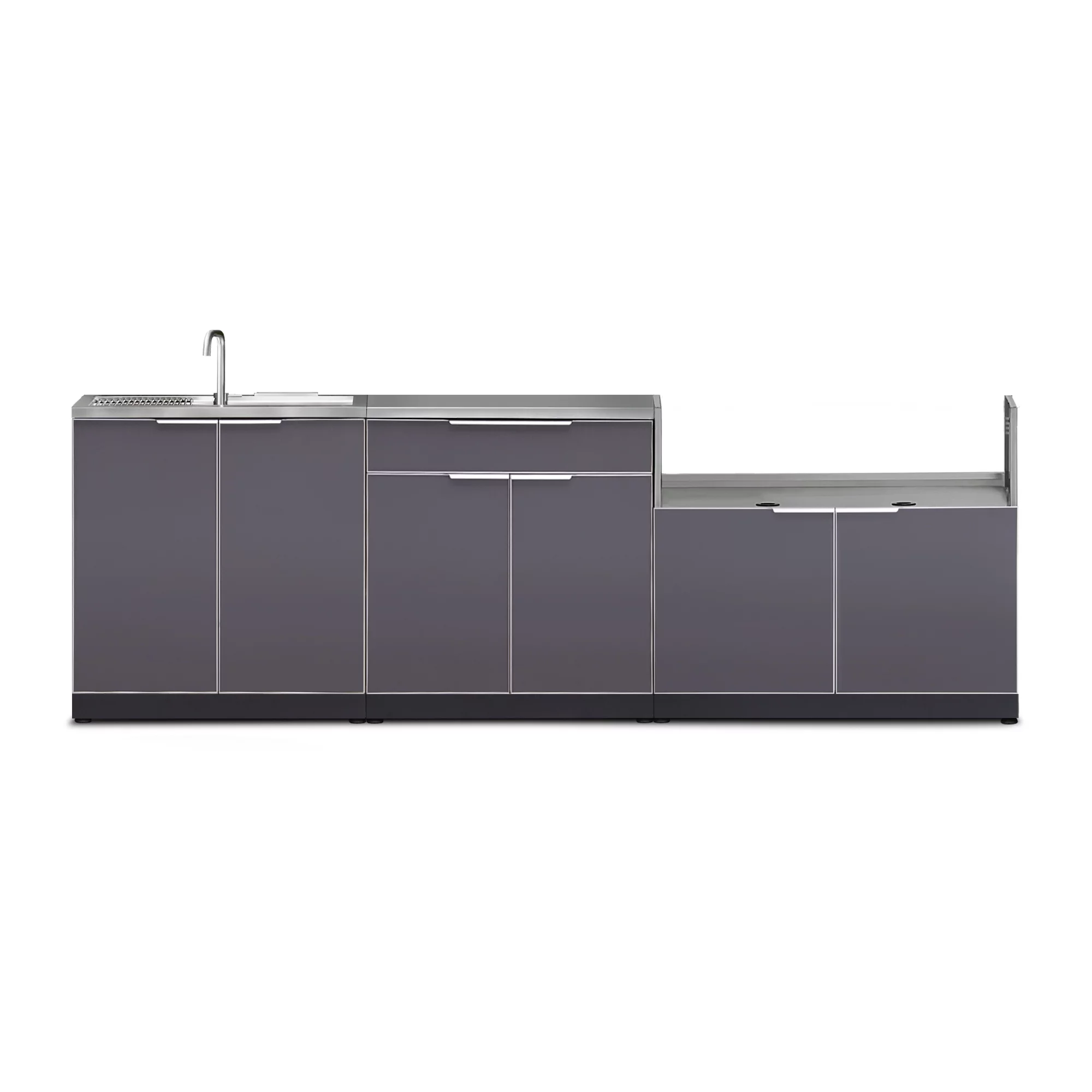Outdoor Kitchen 4 Piece Cabinet Set in Slate Gray with Countertops