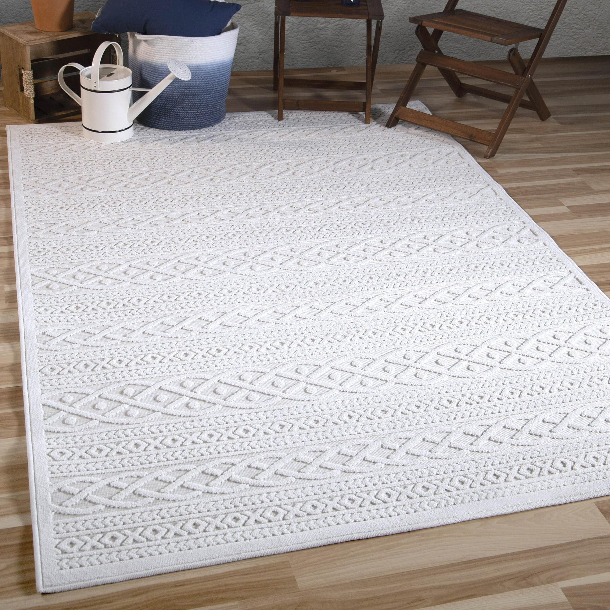 Orian Boucle Jenna 9' X 13' Natural Geometric Indoor-Outdoor Rug