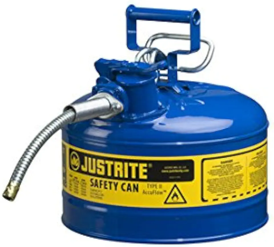 Justrite AccuFlow 7325130 Type II Galvanized Steel Transport and Dispensing Flammable Safety Can with 1