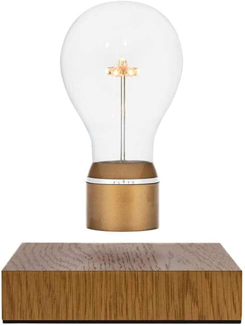 Flyte Royal Levitating Magnetic LED Light Bulb with Oak Wood Base, Floating Magic Desk Lamp, Energy Efficient Edison for Office, Bedroom, or Desktop Lighting