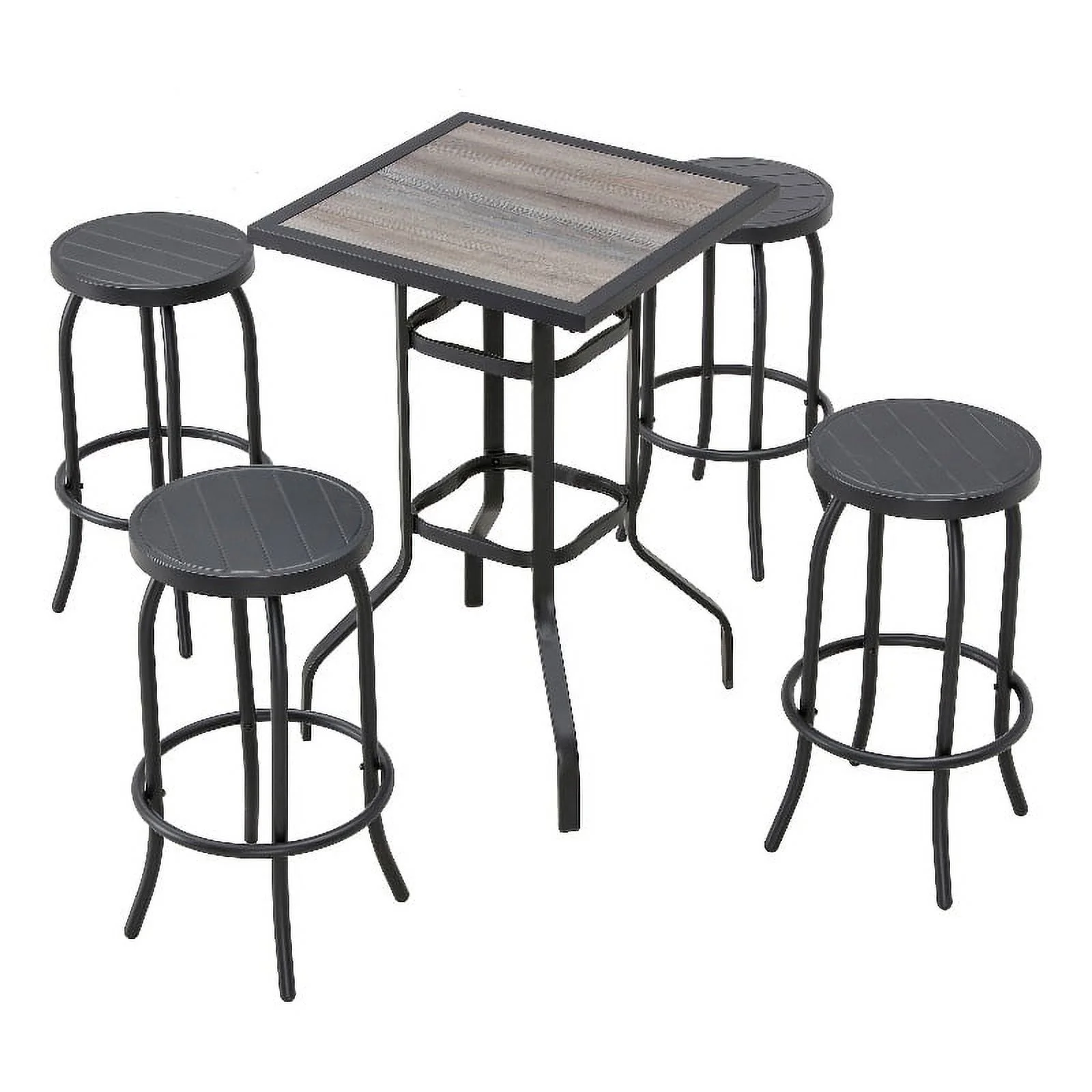 Patio Festival Metal 5-Piece Outdoor Bar Height Dining Set in Black Finish