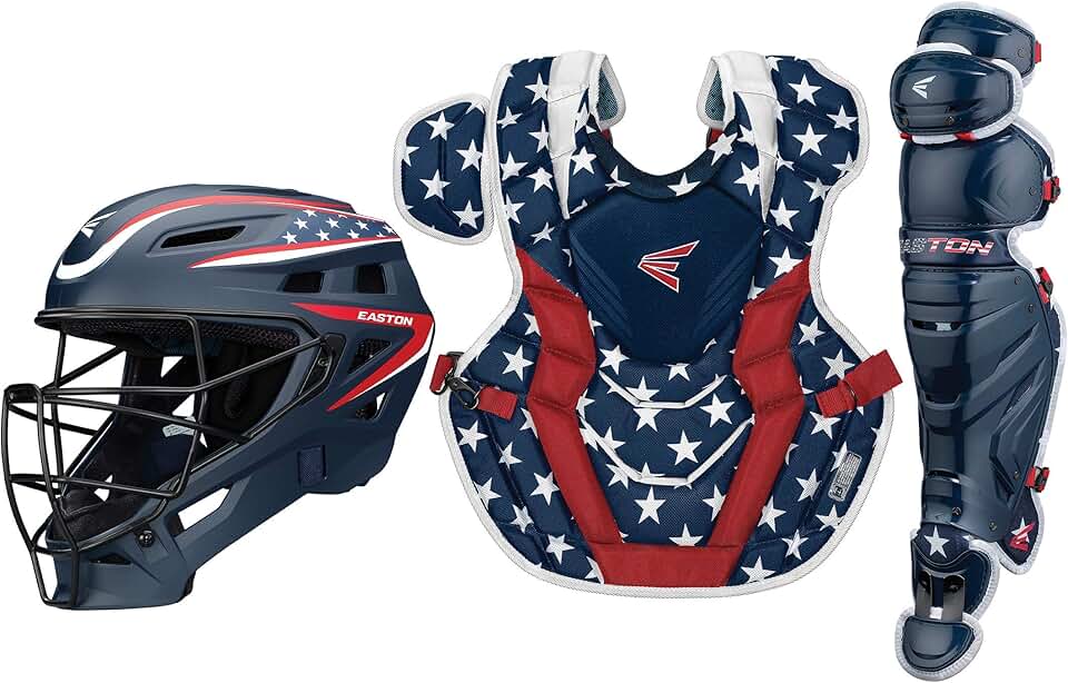 EASTON ELITE X Baseball Catchers Equipment Box Set, Intermediate, Stars N Stripes