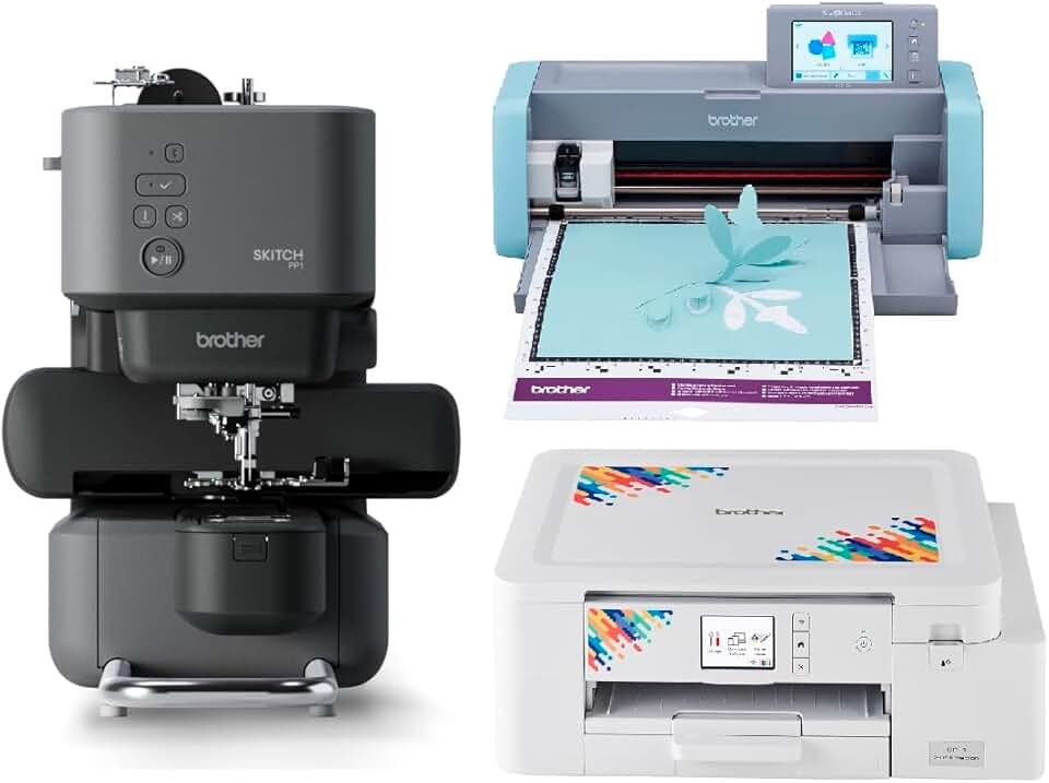 Skitch Single-Needle Embroidery Machine, ScanNCut SDX125E Electronic Cutting Machine with Scanner, and SP1 Sublimation Printer