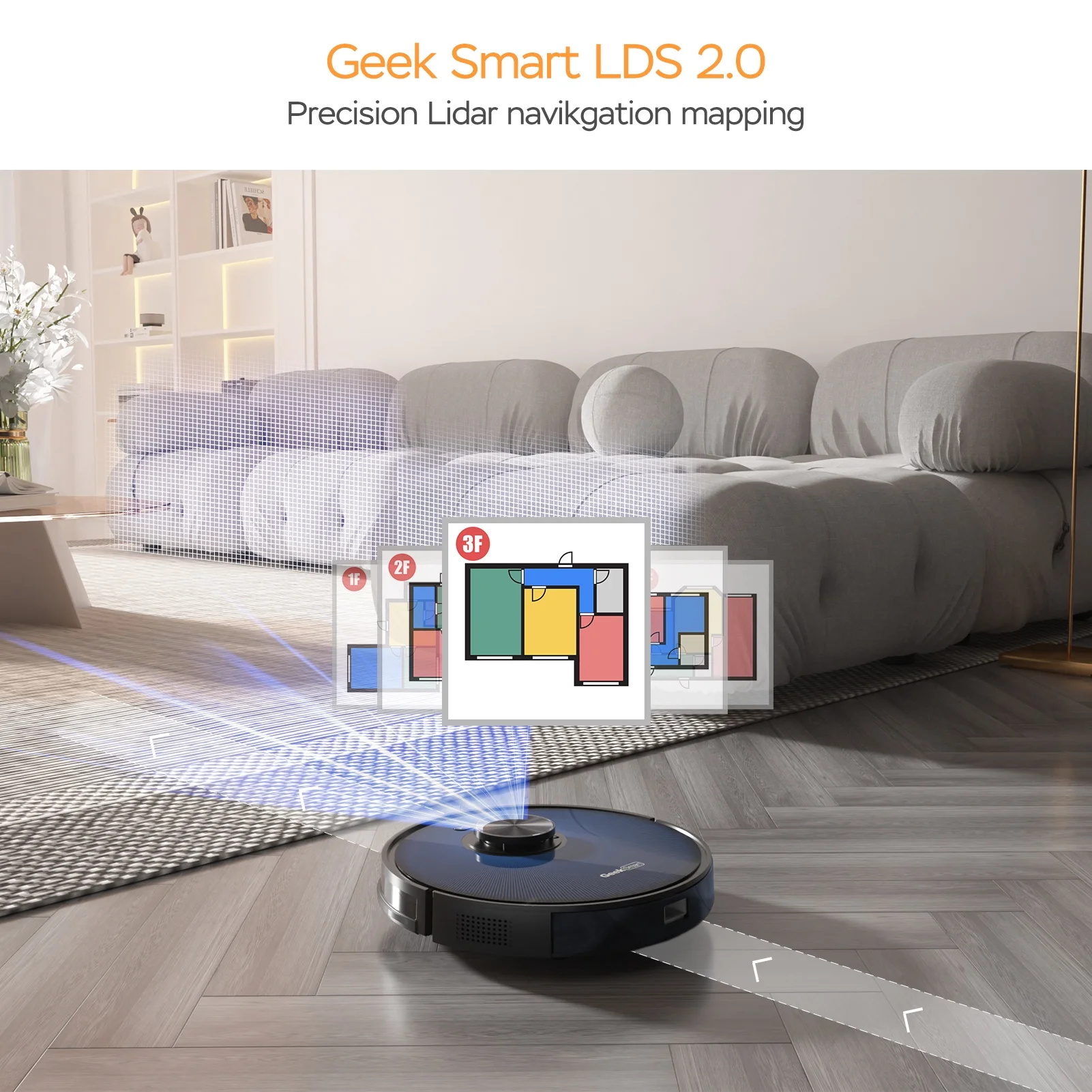 ikayaa Smart L7 Robot Cleaner and Mop, LDS Navigation, Wi-Fi Connected APP, Selective Room Cleaning,MAX 2700 PA Suction, Ideal for Pets and Larger Home