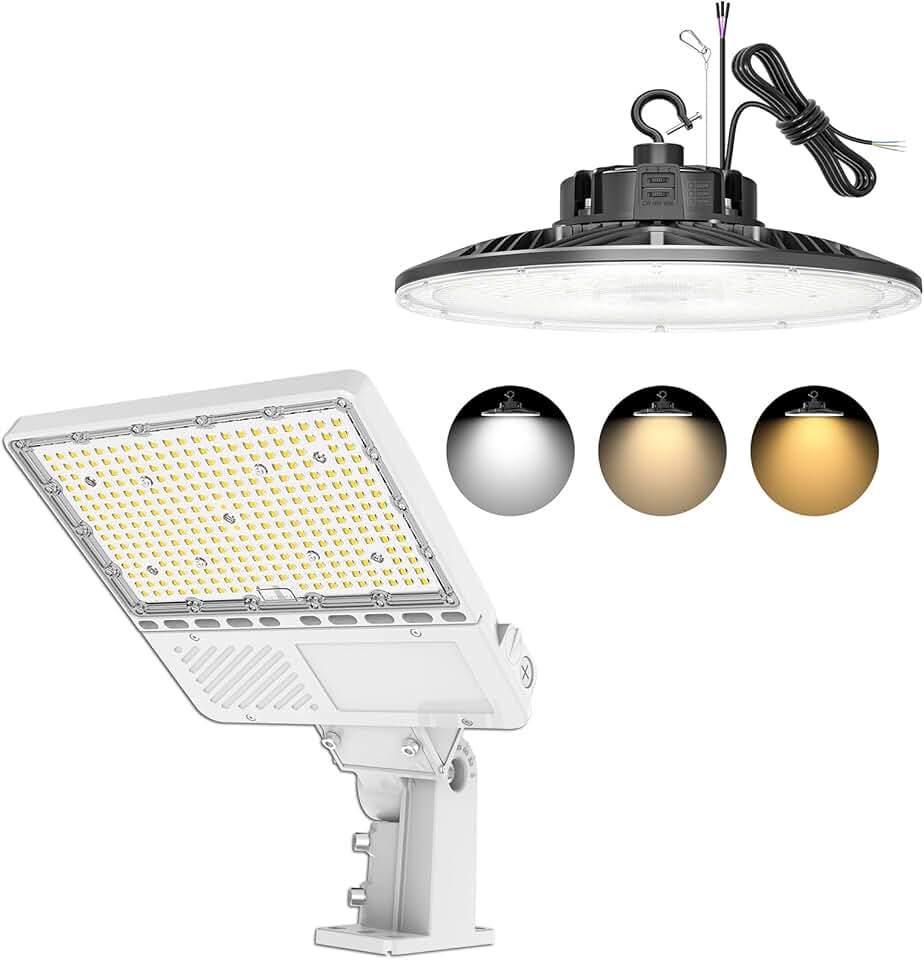 ADUB 200W LED Parking Lot Light with Photocell, UL Listed 30000LM, UFO High Bay Light 240W 200W 150W Adjustable, LED High Bay Light Fixture 3000K/4000K/5000K