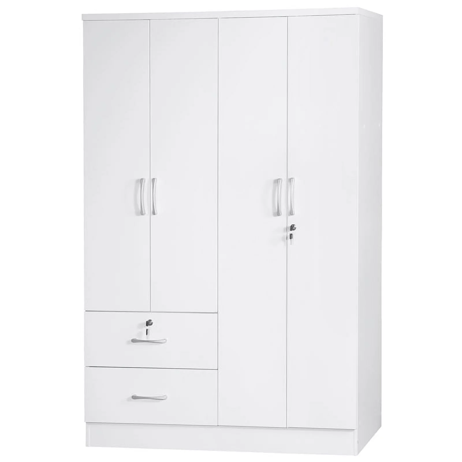 Pemberly Row Modern Modern Wood 4 Doors 2 Drawers Armoire in White