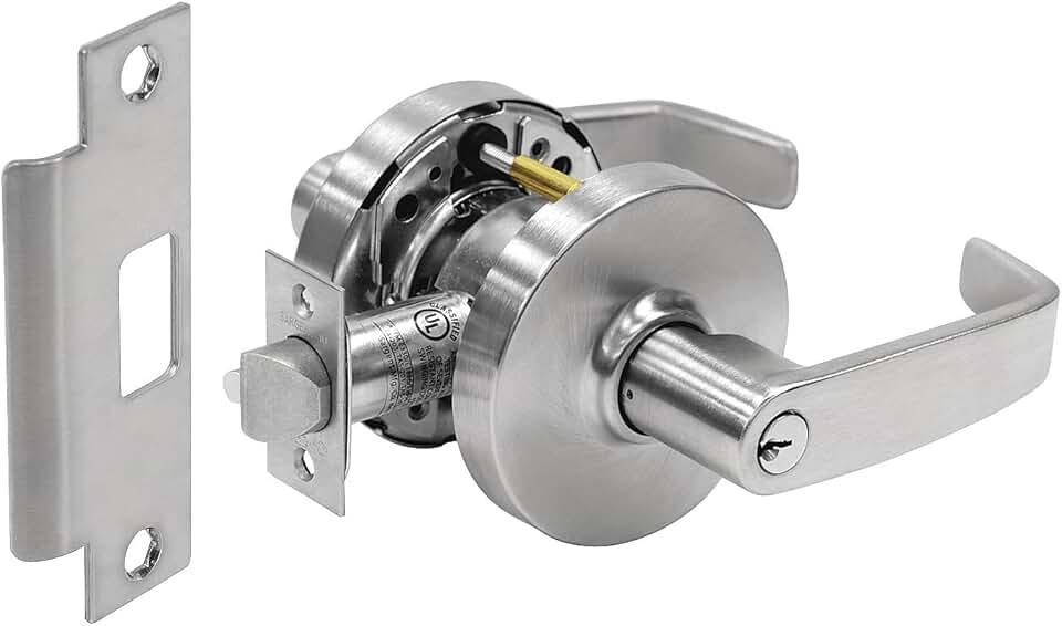 Sargent 10-Line Satin Chrome Grade 1 Storeroom/Closet Cylindrical Lock with Heavy Wrought Rose and Solid Cast Lever, 1-3/4