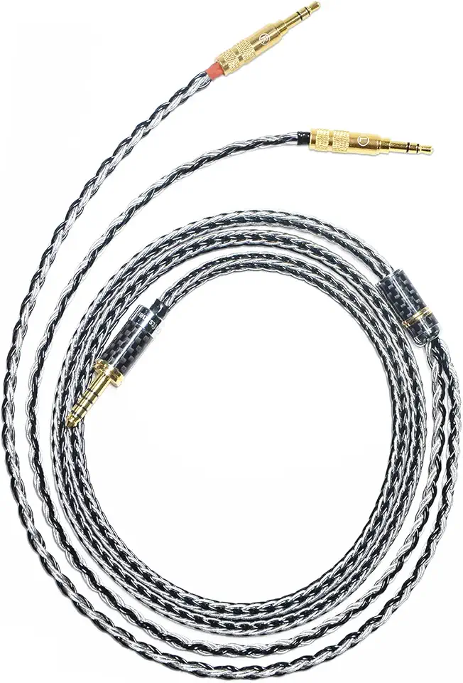 GUCraftsman 16 Strands 7N Single Crystal Copper/Silver Mixed Headphones Replacement Cables 4Pin XLR/2.5mm/4.4mm Balance for HIFIMAN HE1000SE HE5SE HE6SE SUSVARA Ananda Arya SUNDARA (3.5mm Plug)