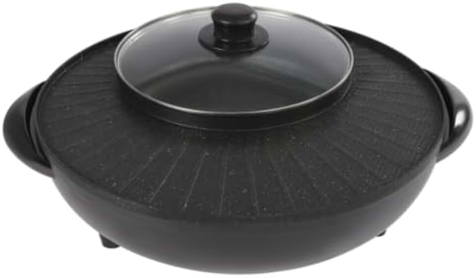 Circular Edition Hotpot Grill Combo Indoor Bbq Parties Electric Hot Pot Pan Frying Cook Kitchen Barbecue Machine With Lid Shops Smokeless Party Divider Nonstick Standard Safety Guard Portable