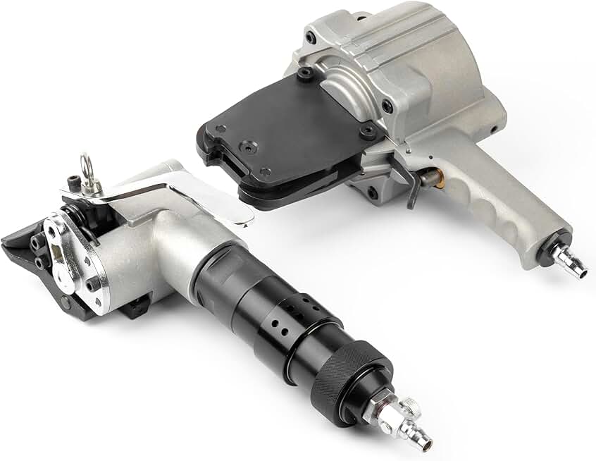 U.S. SOLID Pneumatic Steel Strapping Machine for 1.25 inch (32mm) Width Metal Banding, 3 in 1 Steel Banding Tool, Tensioner, and Cutter Sealer