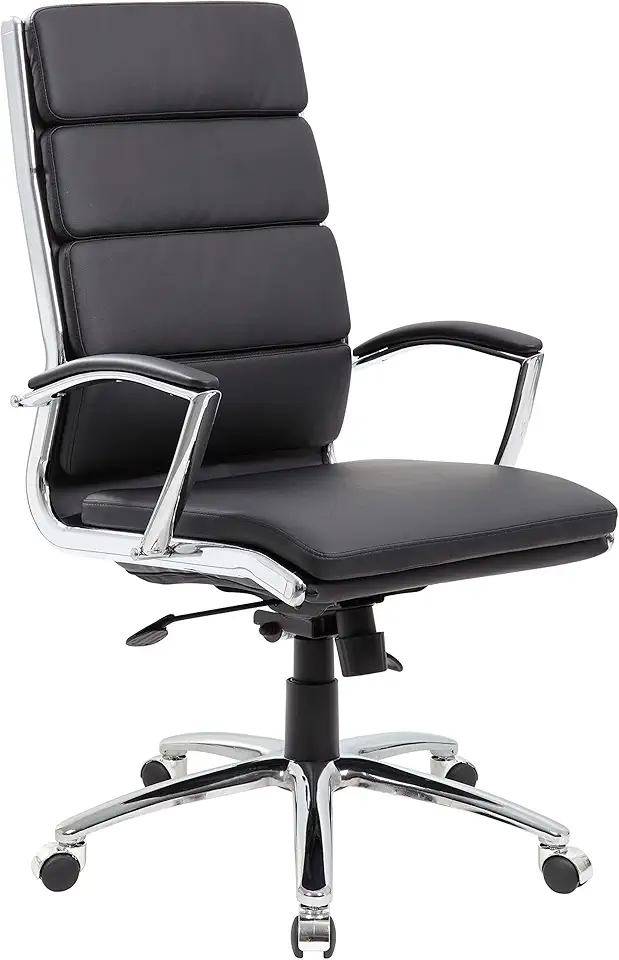Boss Office Products CaressoftPlus Executive Chair, Traditional, Metal Chrome Finish 30D x 27W x 42H in
