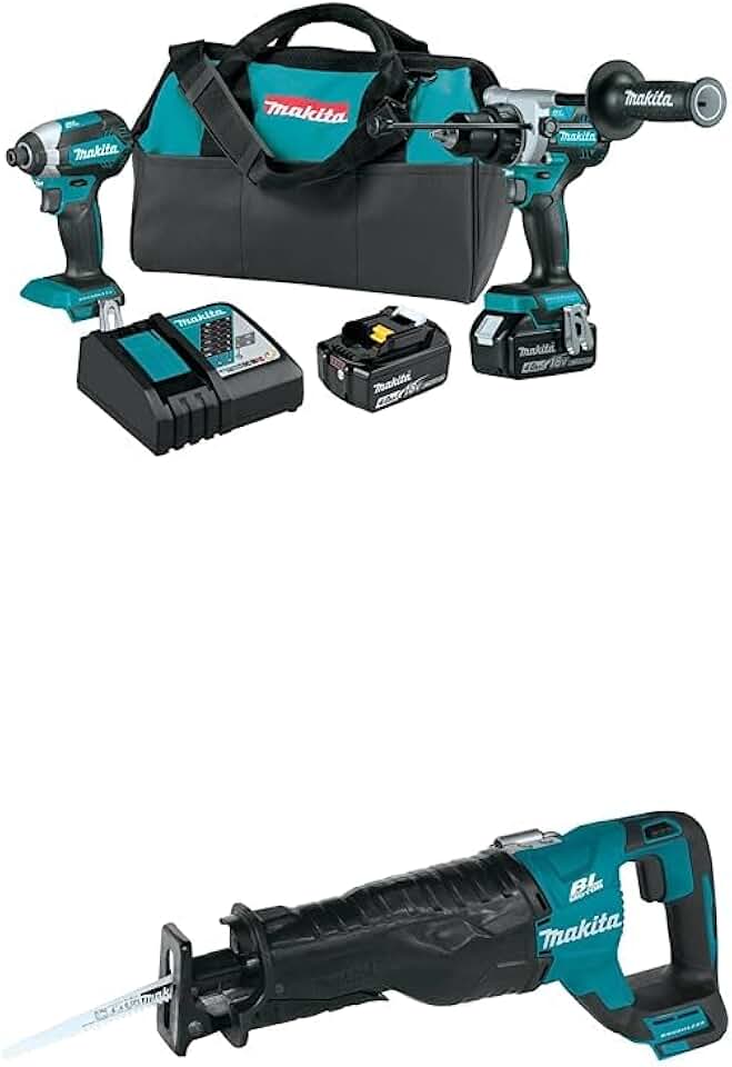 Makita XT291M 18V LXT® Lithium-Ion Brushless Cordless 2-Pc. Combo Kit (4.0Ah) with Makita XRJ05Z 18V LXT Lithium-Ion Brushless Cordless Recipro Saw, Tool Only