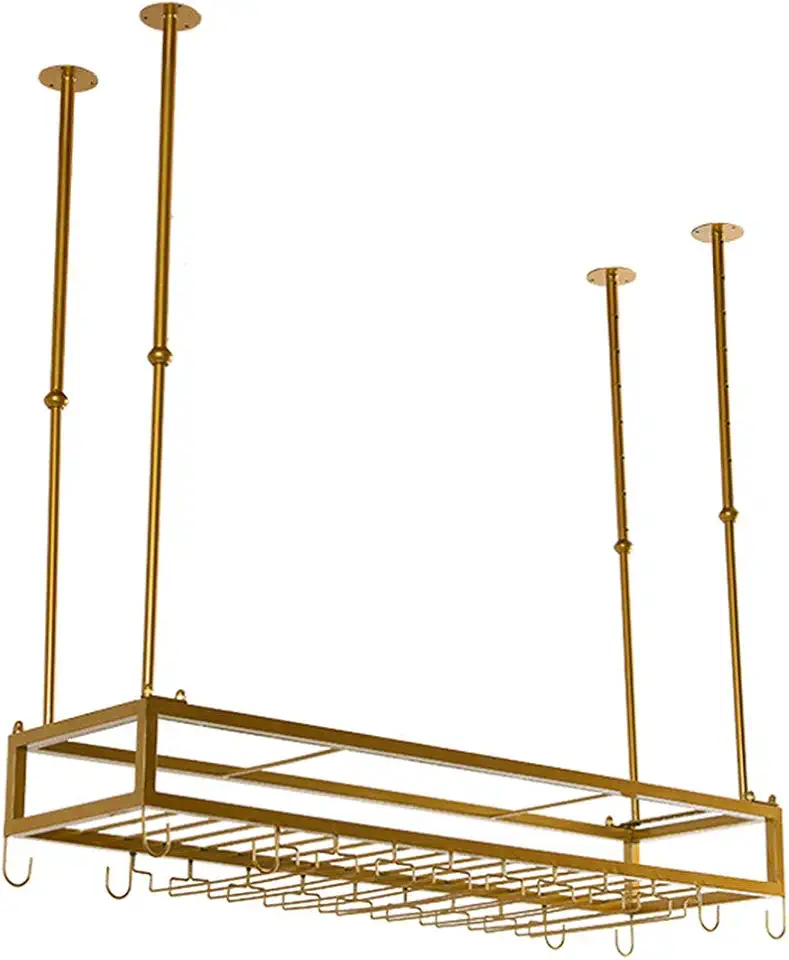 Stemware Rack,Hanging Wine Bottle Adjustable Height Ceiling Decoration Shelf Holds Any Type of Stemware Glassware Wine Glasses and Flutes Bottle Rack