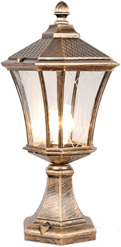 Creative European Outdoor Basic Pedestal Post Light Bronze Waterproof Garden Villa Garden Lights Home Retro Traditional Lantern Door Column Gate Wall Pillar Lamp Lights Fixture