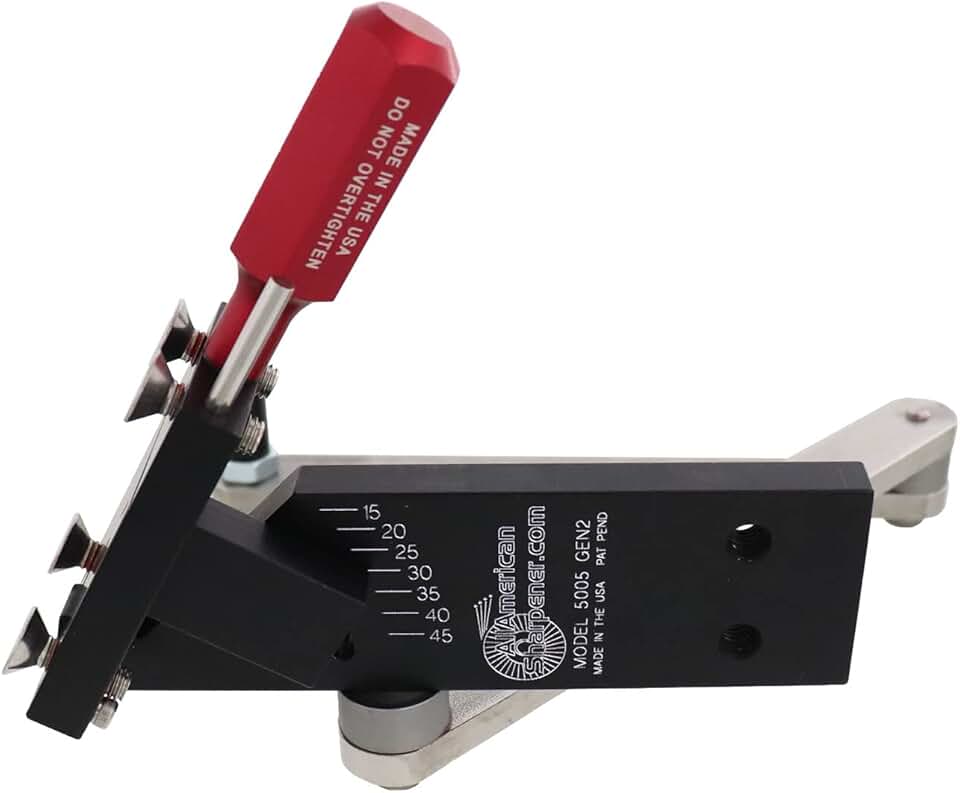 All American Sharpener Model 5005 Gen 2 (15°-45° Adjustable Lawn Mower Blade Sharpener for Right and Left Hand Blades)…