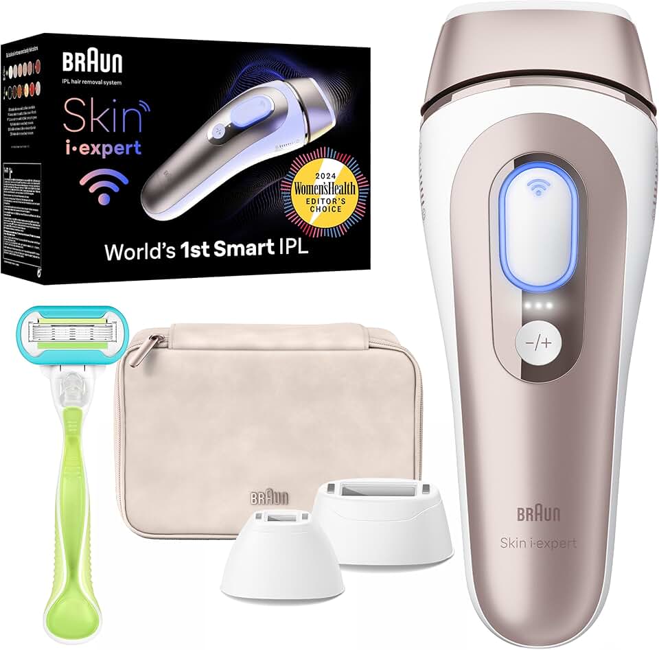Braun SMART IPL Long-lasting Laser Hair Removal Device for Women & Men, Skin i·Expert, Home Hair Removal, Free App, Vanity Case, Venus Razor, 3 Smart Heads, Alternative for Laser Hair Removal, PL7243