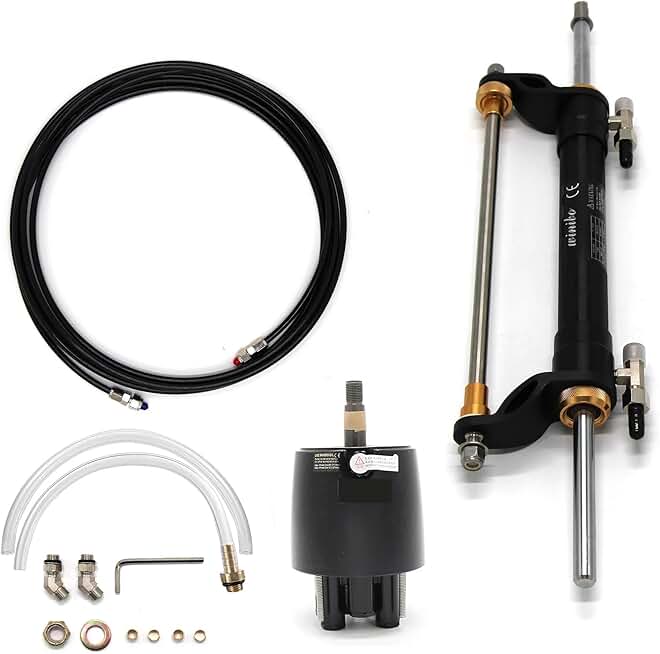 Winibo 90HP Outboard Hydraulic Steering System Compatible with Boat with 27cc Pump Cylinder and Tubes