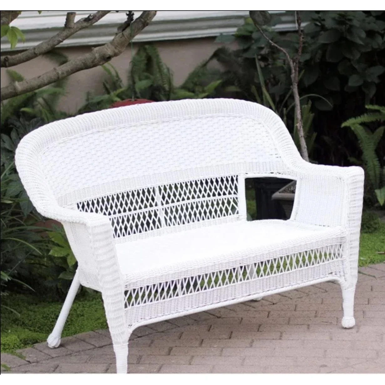 Jeco Wicker Patio Love Seat White