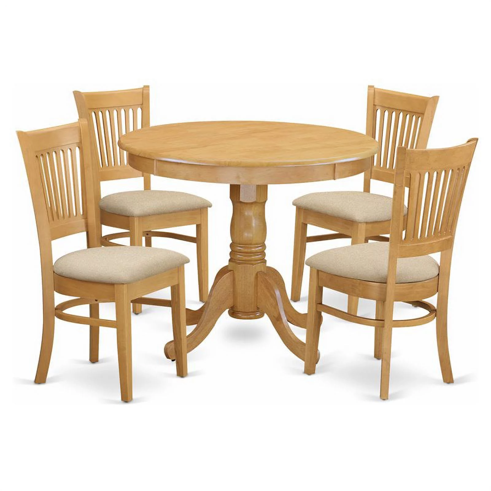 Pemberly Row Antique 5-piece Traditional Wood Dining Room Set in Oak